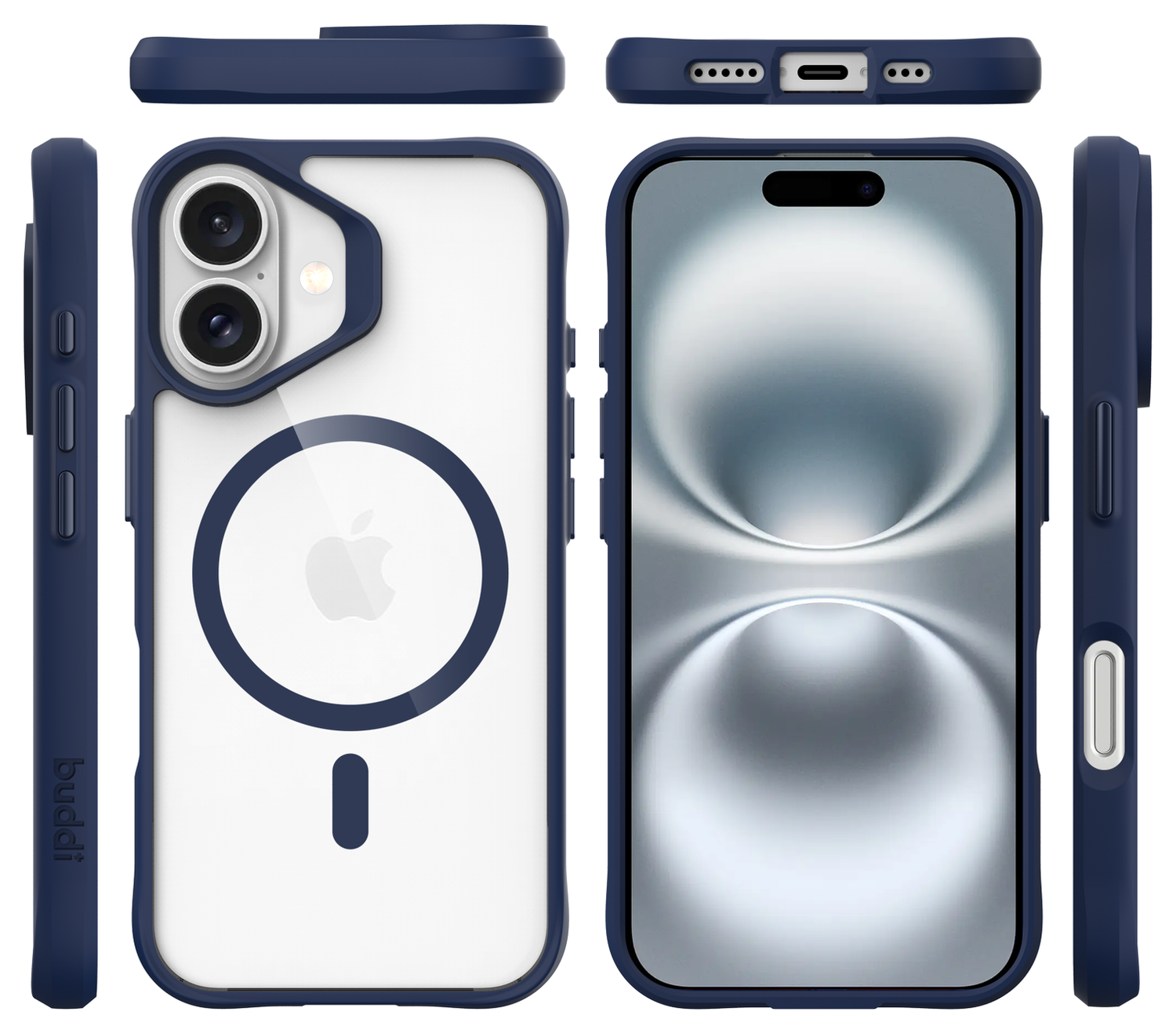 Buddi Hybrid Apple iPhone 17 Hoesje MagSafe Back Cover Transparant Blauw afbeelding 9