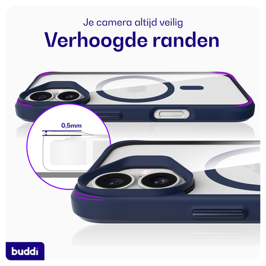 Buddi Hybrid Apple iPhone 17 Hoesje MagSafe Back Cover Transparant Blauw afbeelding 5