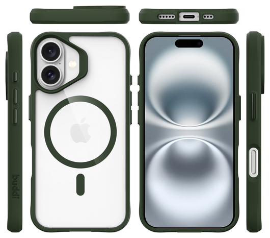 Buddi Hybrid Apple iPhone 17 Hoesje MagSafe Back Cover Transparant Groen afbeelding 9