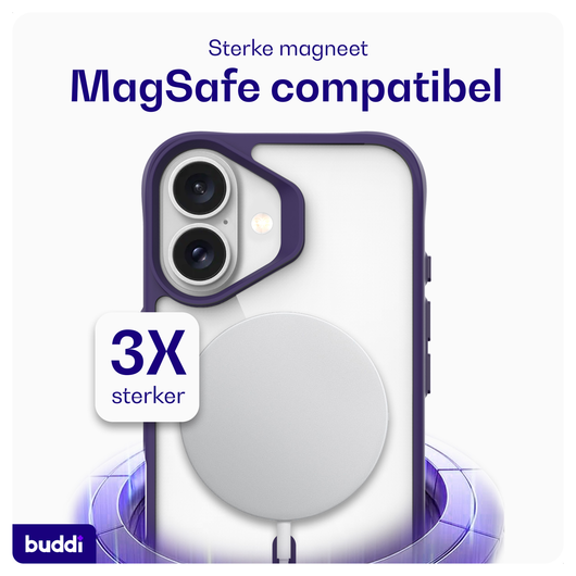 Buddi Hybrid Apple iPhone 17 Hoesje MagSafe Back Cover Transparant Paars afbeelding 3