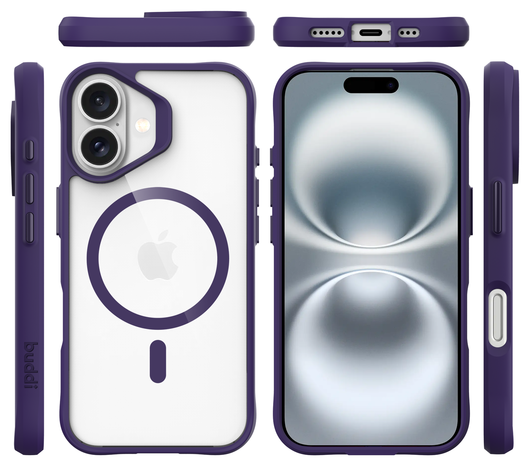 Buddi Hybrid Apple iPhone 17 Hoesje MagSafe Back Cover Transparant Paars afbeelding 9
