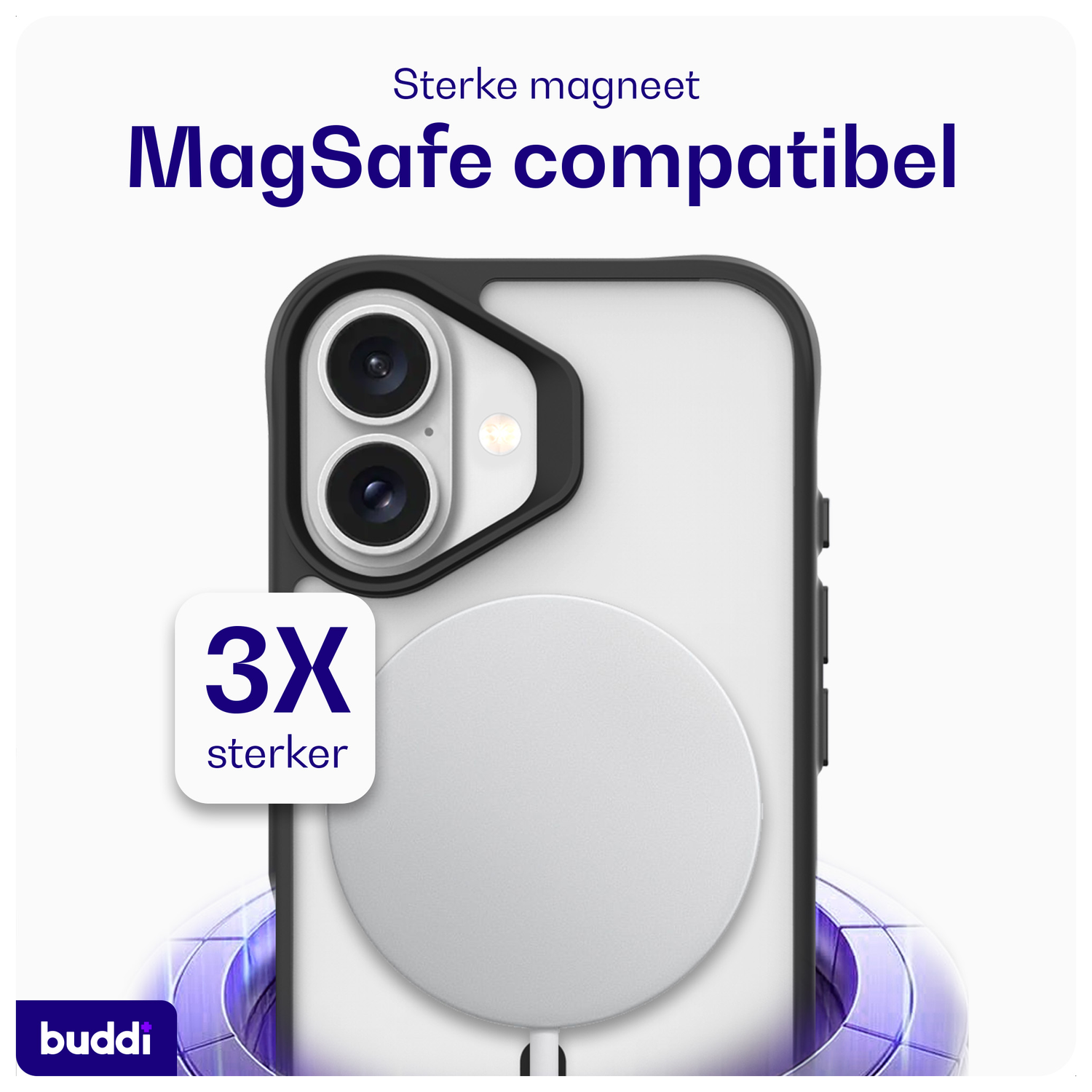 Buddi Hybrid Apple iPhone 17 Hoesje MagSafe Back Cover Matte Zwart afbeelding 3