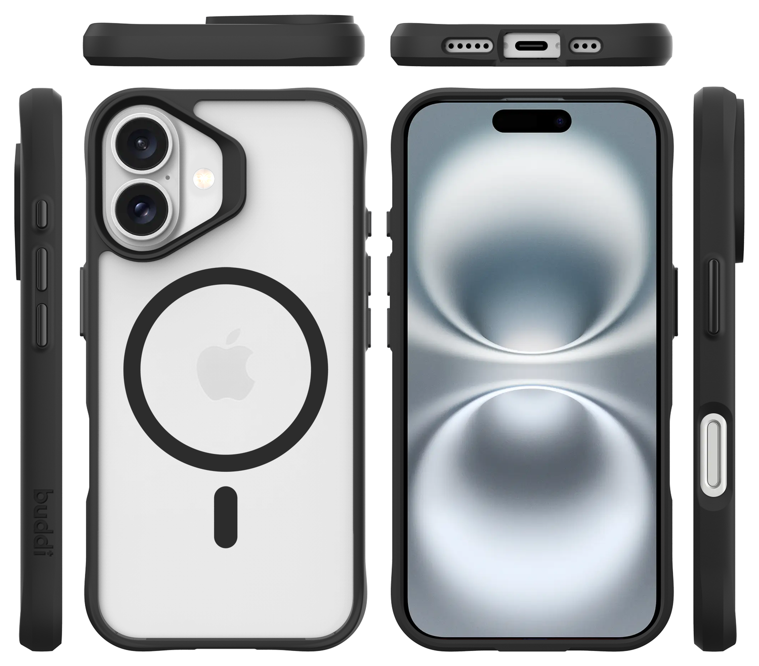 Buddi Hybrid Apple iPhone 17 Hoesje MagSafe Back Cover Matte Zwart afbeelding 9