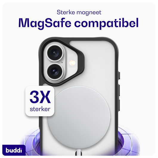 Buddi Hybrid Apple iPhone 17 Hoesje MagSafe Back Cover Matte Zwart afbeelding 3