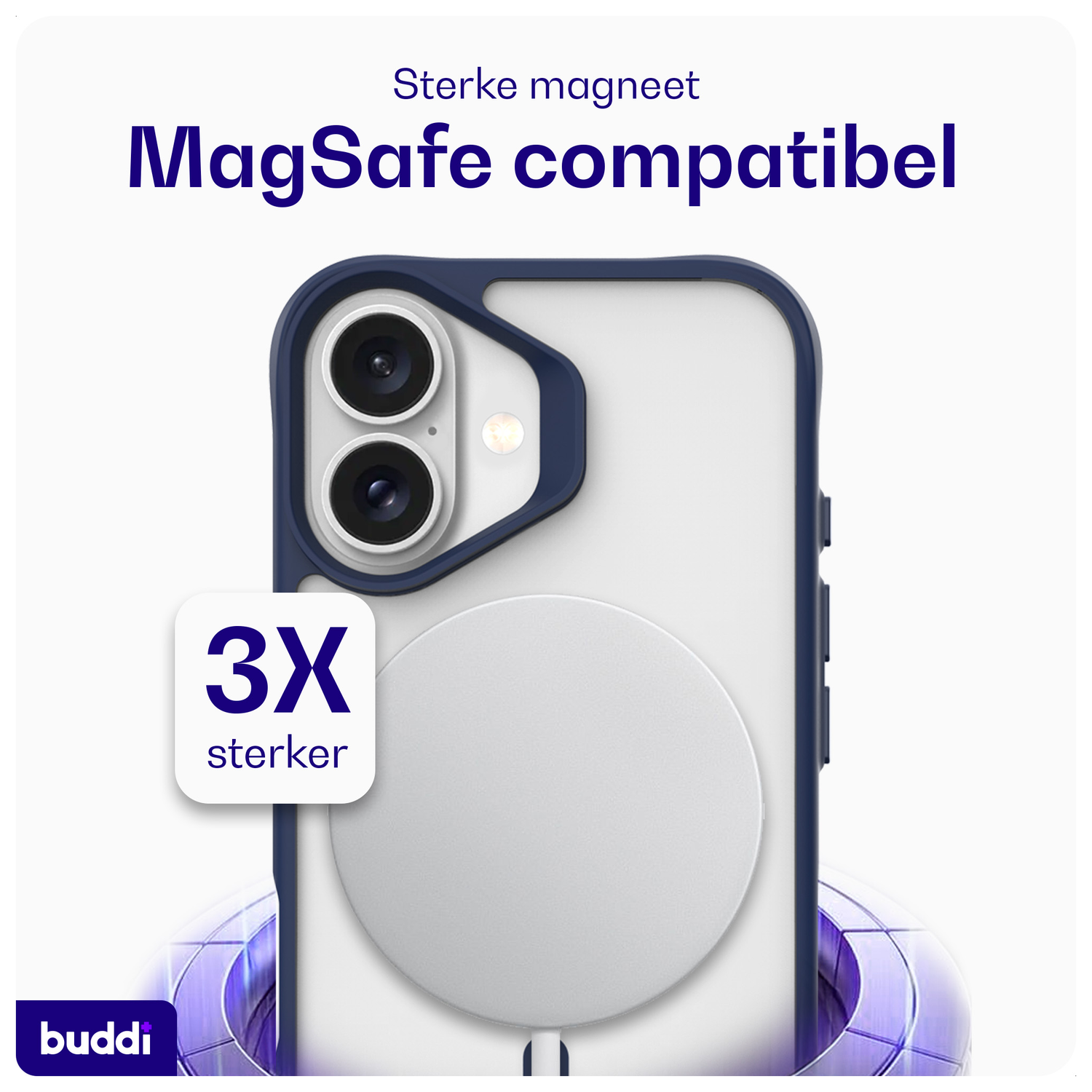 Buddi Hybrid Apple iPhone 17 Hoesje MagSafe Back Cover Matte Blauw afbeelding 3