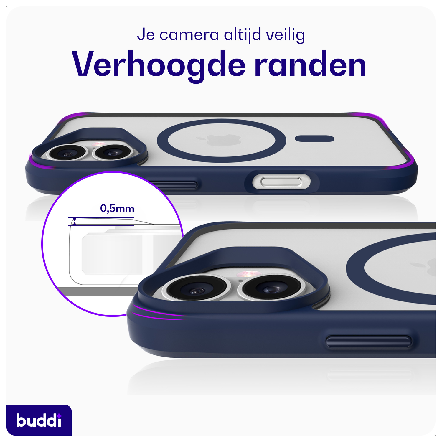 Buddi Hybrid Apple iPhone 17 Hoesje MagSafe Back Cover Matte Blauw afbeelding 4