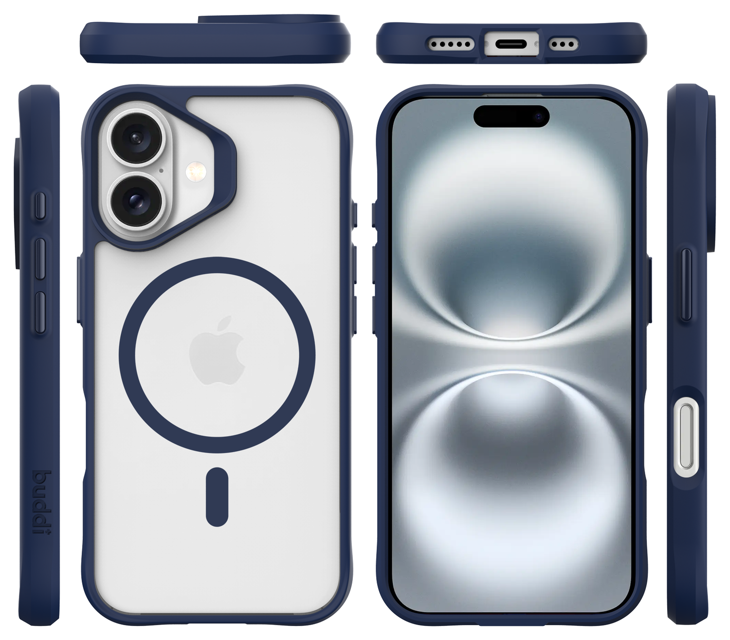 Buddi Hybrid Apple iPhone 17 Hoesje MagSafe Back Cover Matte Blauw afbeelding 9