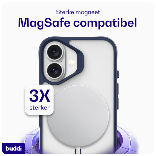 Buddi Hybrid Apple iPhone 17 Hoesje MagSafe Back Cover Matte Blauw afbeelding 3