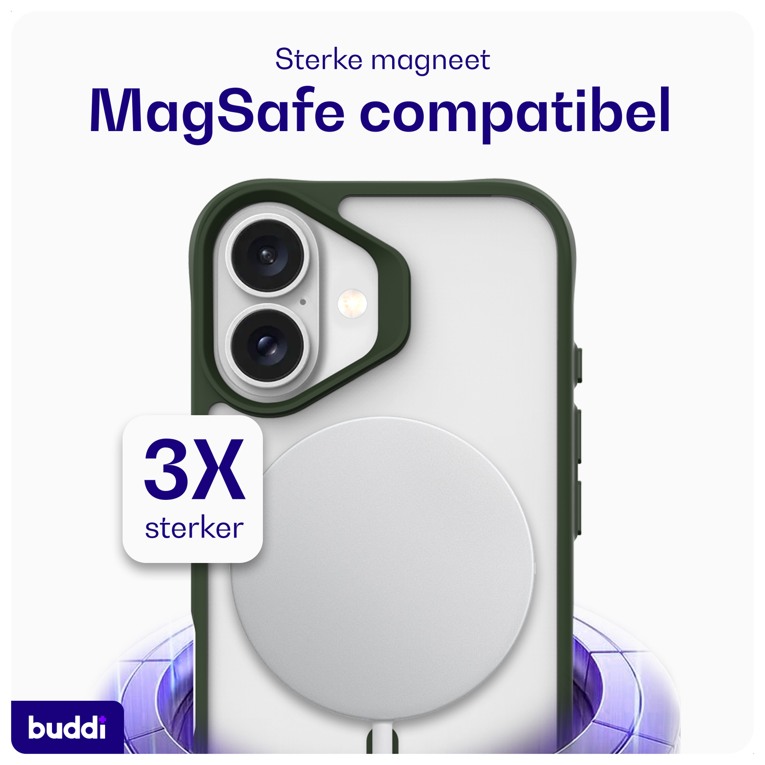 Buddi Hybrid Apple iPhone 17 Hoesje MagSafe Back Cover Matte Groen afbeelding 3