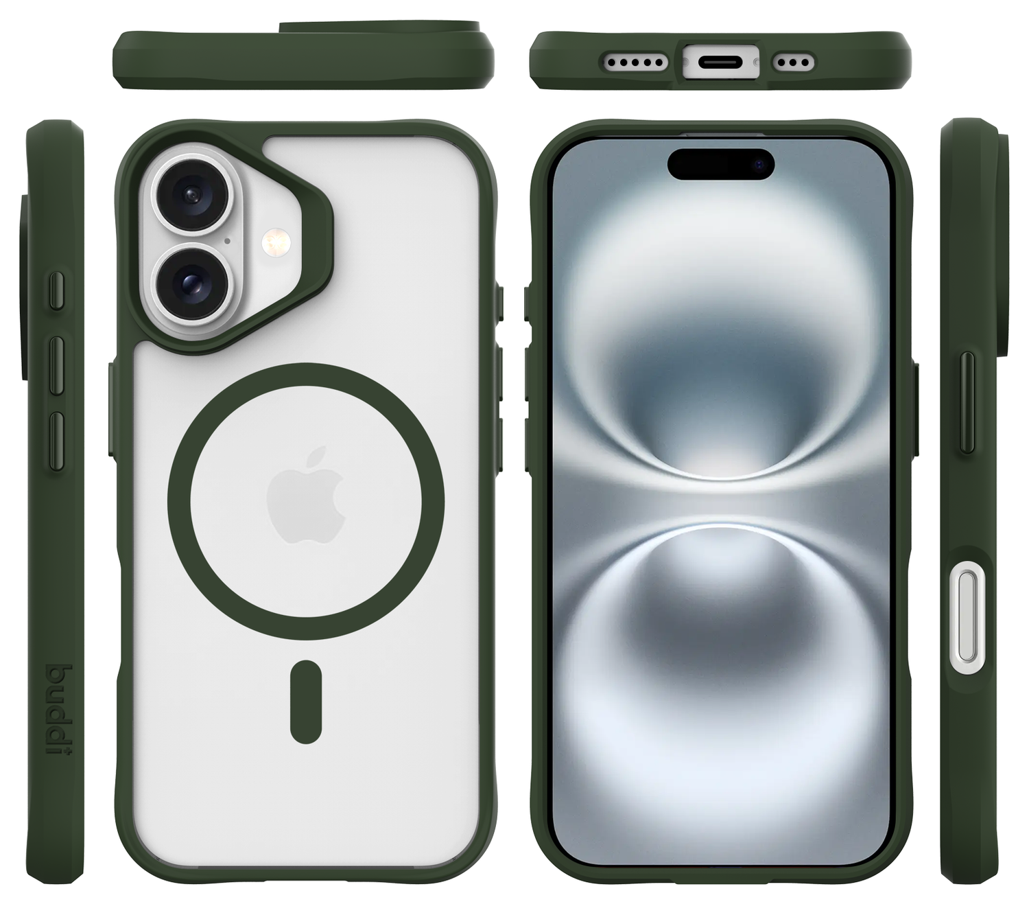 Buddi Hybrid Apple iPhone 17 Hoesje MagSafe Back Cover Matte Groen afbeelding 9