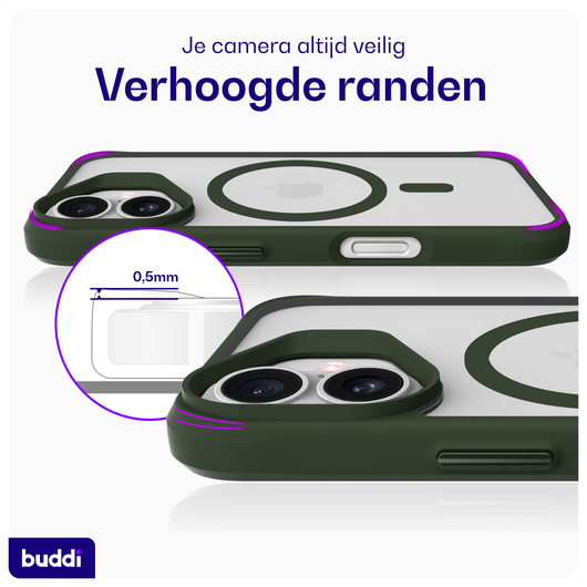 Buddi Hybrid Apple iPhone 17 Hoesje MagSafe Back Cover Matte Groen afbeelding 4