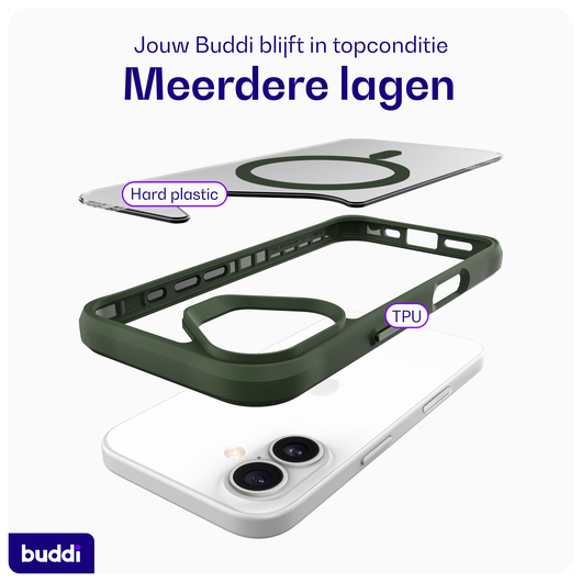Buddi Hybrid Apple iPhone 17 Hoesje MagSafe Back Cover Matte Groen afbeelding 7