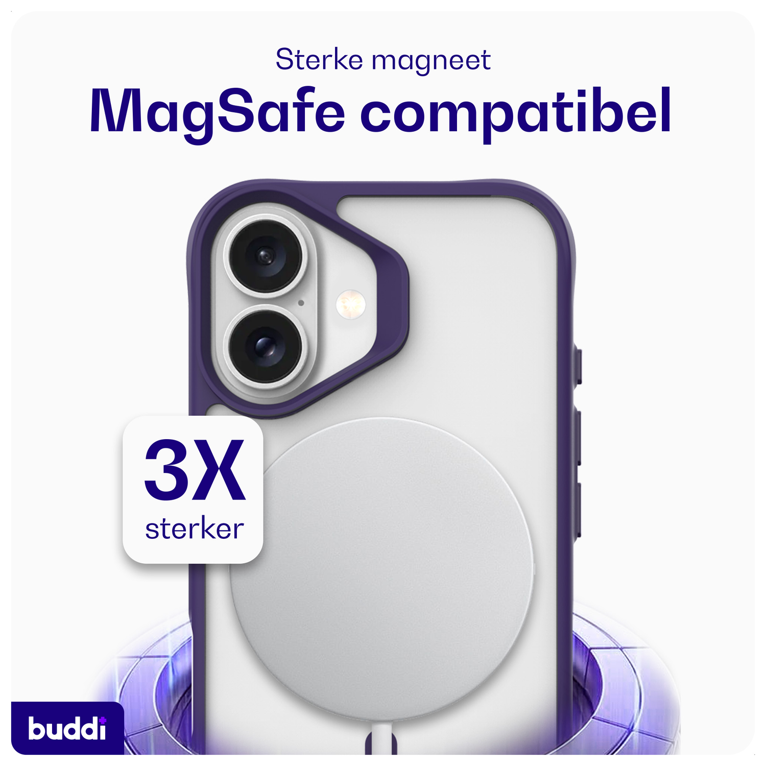 Buddi Hybrid Apple iPhone 17 Hoesje MagSafe Back Cover Matte Paars afbeelding 3
