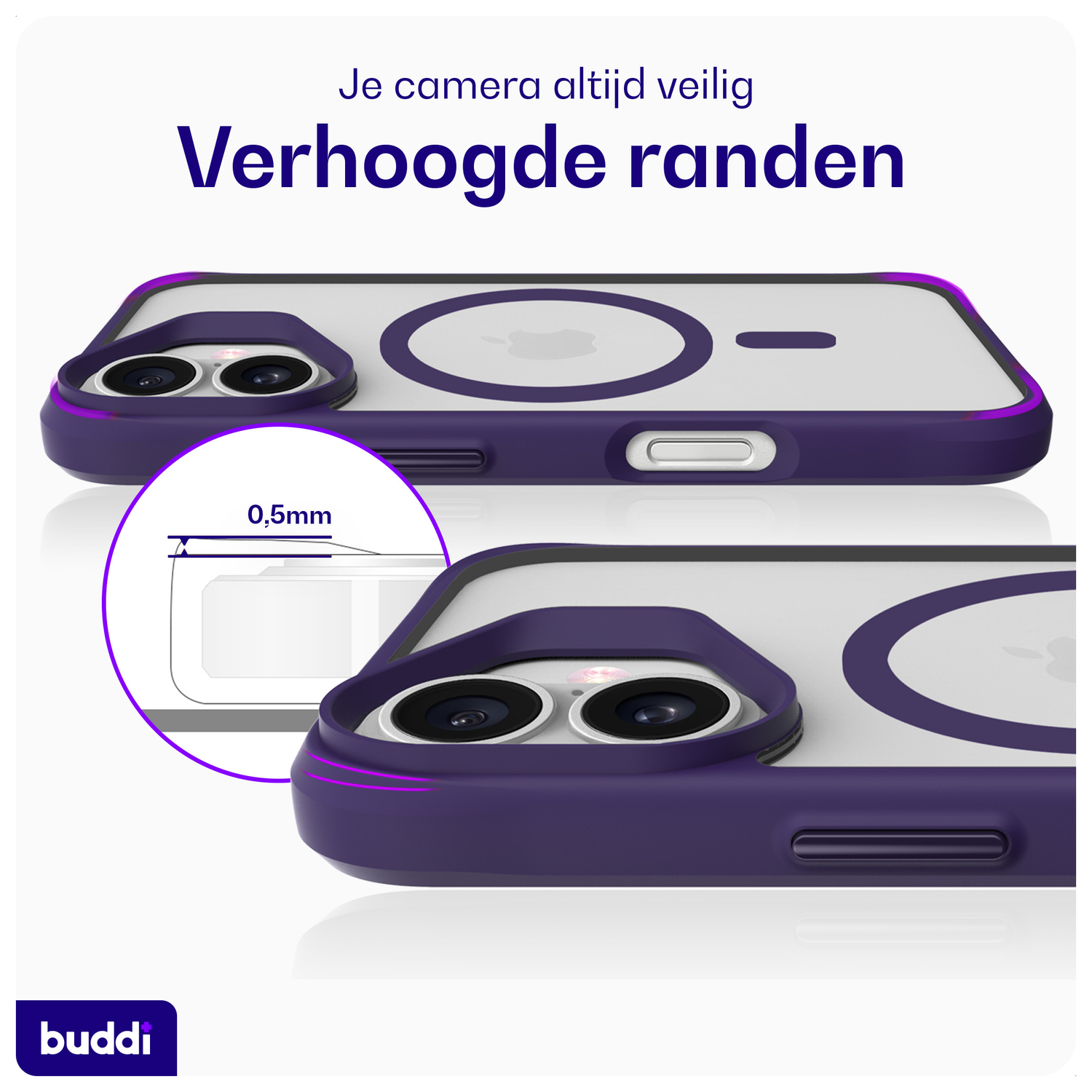 Buddi Hybrid Apple iPhone 17 Hoesje MagSafe Back Cover Matte Paars afbeelding 4