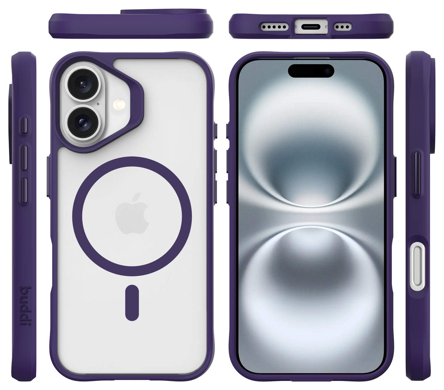 Buddi Hybrid Apple iPhone 17 Hoesje MagSafe Back Cover Matte Paars afbeelding 9