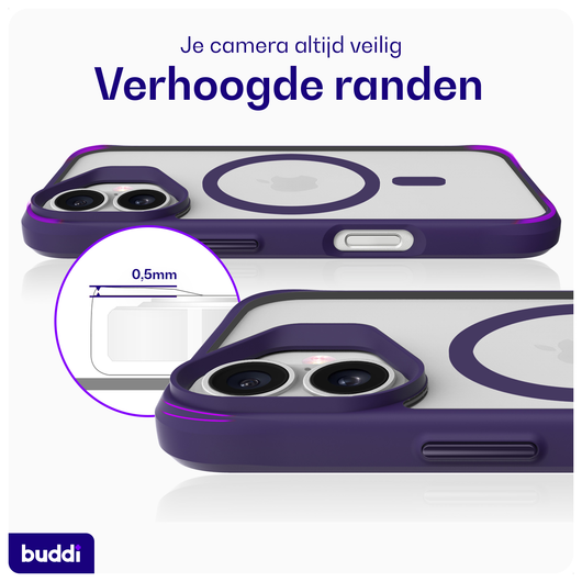 Buddi Hybrid Apple iPhone 17 Hoesje MagSafe Back Cover Matte Paars afbeelding 4