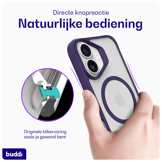 Buddi Hybrid Apple iPhone 17 Hoesje MagSafe Back Cover Matte Paars afbeelding 5