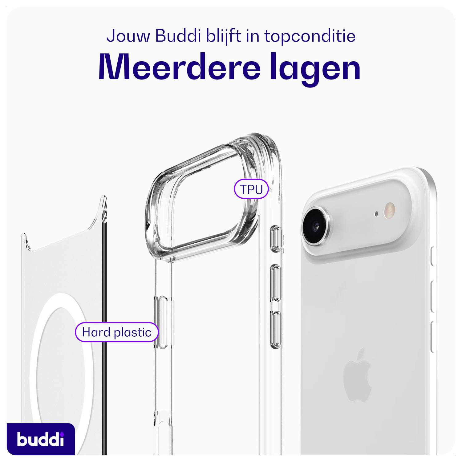Buddi Core Apple iPhone Air Hoesje MagSafe Back Cover Matte Transparant afbeelding 5