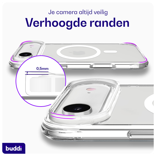 Buddi Core Apple iPhone Air Hoesje MagSafe Back Cover Matte Transparant afbeelding 3