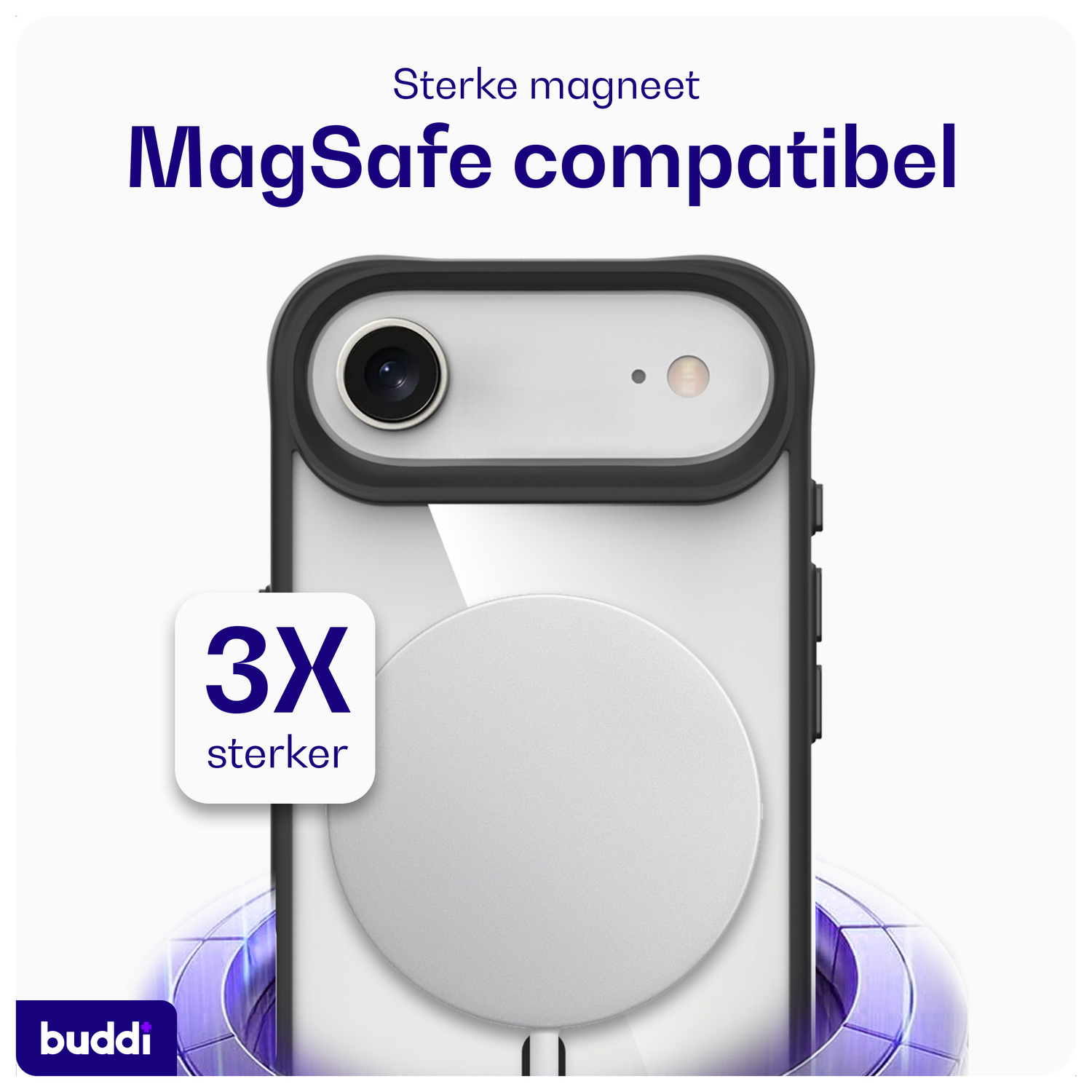 Buddi Hybrid Apple iPhone Air Hoesje MagSafe Back Cover Transparant Zwart afbeelding 3