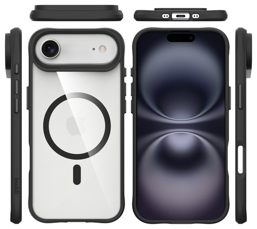 Buddi Hybrid Apple iPhone Air Hoesje MagSafe Back Cover Transparant Zwart afbeelding 9