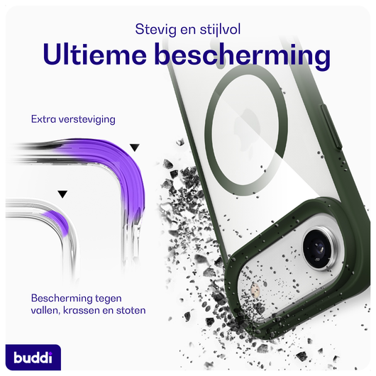 Buddi Hybrid Apple iPhone Air Hoesje MagSafe Back Cover Transparant Groen afbeelding 2