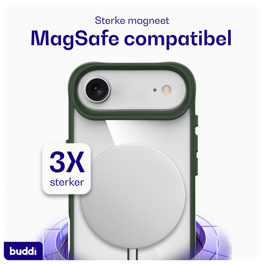 Buddi Hybrid Apple iPhone Air Hoesje MagSafe Back Cover Transparant Groen afbeelding 3