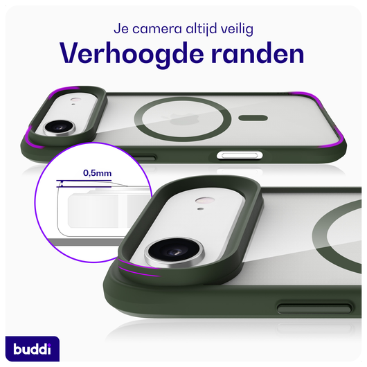 Buddi Hybrid Apple iPhone Air Hoesje MagSafe Back Cover Transparant Groen afbeelding 4