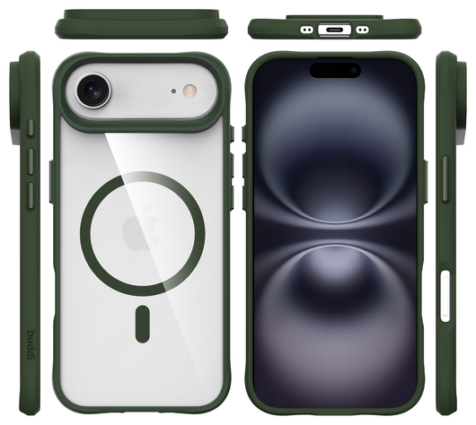 Buddi Hybrid Apple iPhone Air Hoesje MagSafe Back Cover Transparant Groen afbeelding 9