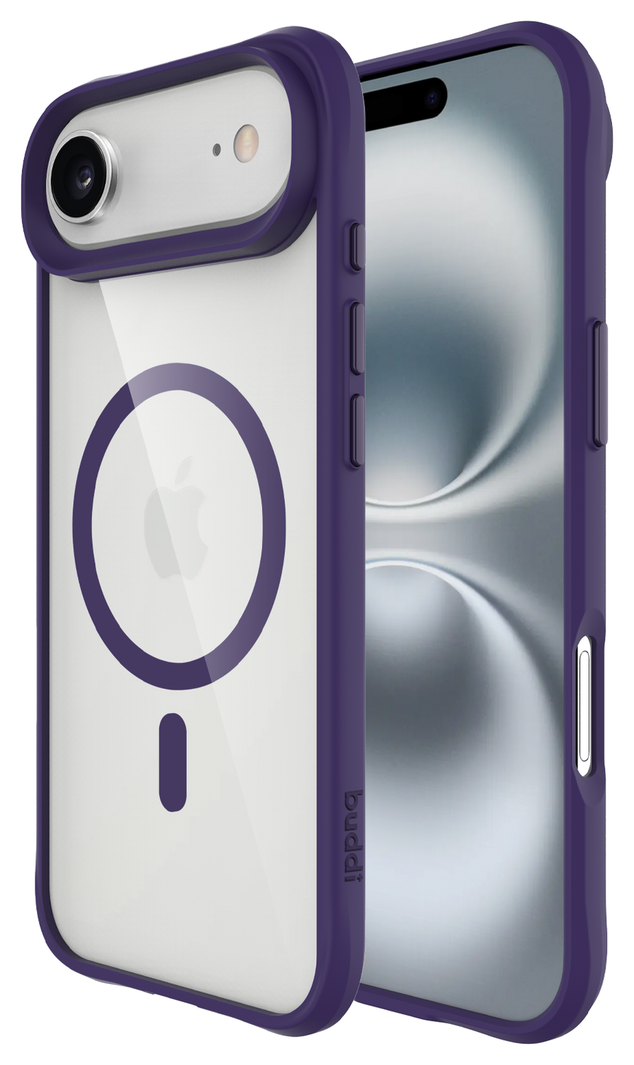 Buddi Hybrid Apple iPhone Air Hoesje MagSafe Back Cover Transparant Paars afbeelding 1