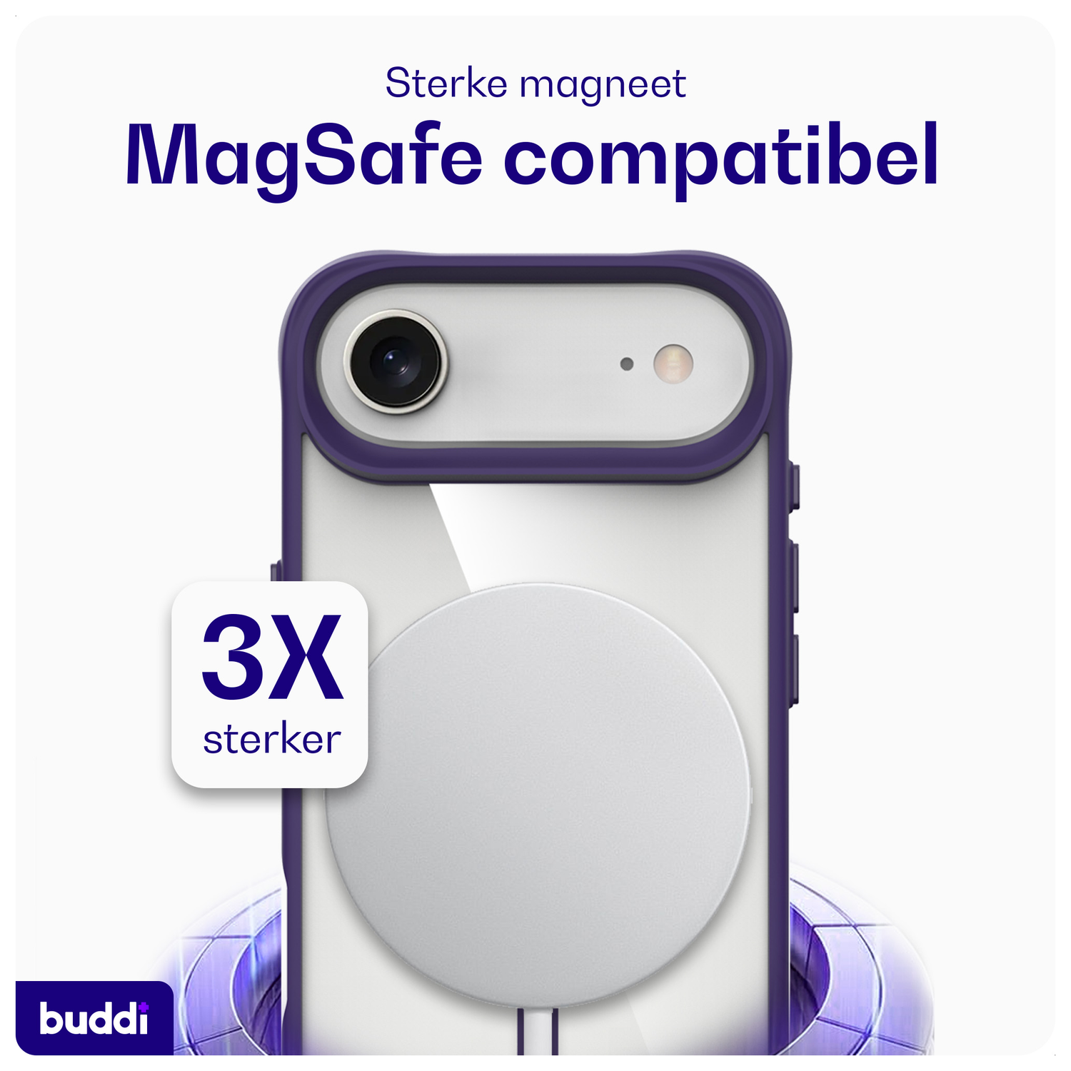 Buddi Hybrid Apple iPhone Air Hoesje MagSafe Back Cover Transparant Paars afbeelding 3
