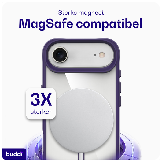 Buddi Hybrid Apple iPhone Air Hoesje MagSafe Back Cover Transparant Paars afbeelding 3