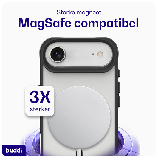Buddi Hybrid Apple iPhone 17 Air Hoesje MagSafe Back Cover Matte Zwart afbeelding 3