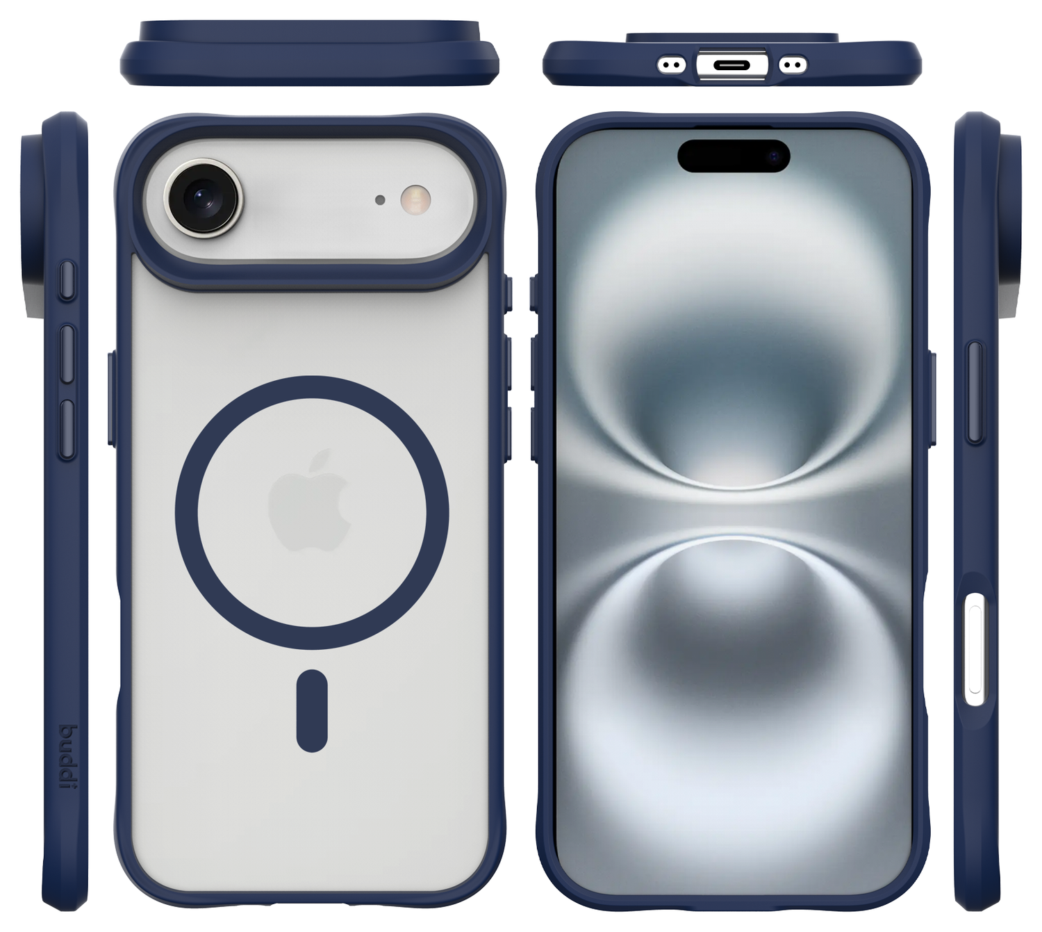 Buddi Hybrid Apple iPhone 17 Air Hoesje MagSafe Back Cover Matte Blauw afbeelding 9