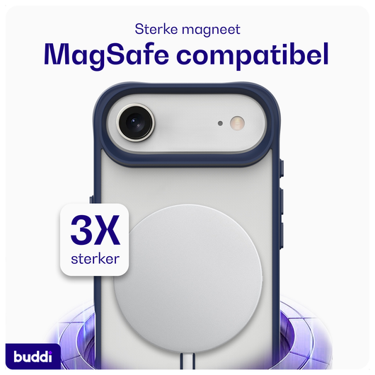 Buddi Hybrid Apple iPhone 17 Air Hoesje MagSafe Back Cover Matte Blauw afbeelding 3