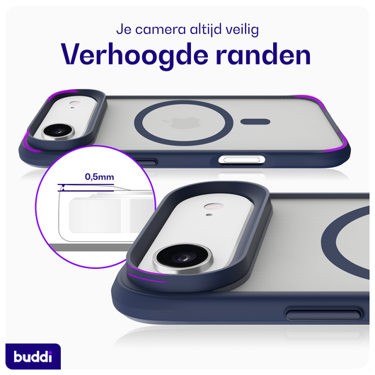 Buddi Hybrid Apple iPhone 17 Air Hoesje MagSafe Back Cover Matte Blauw afbeelding 4