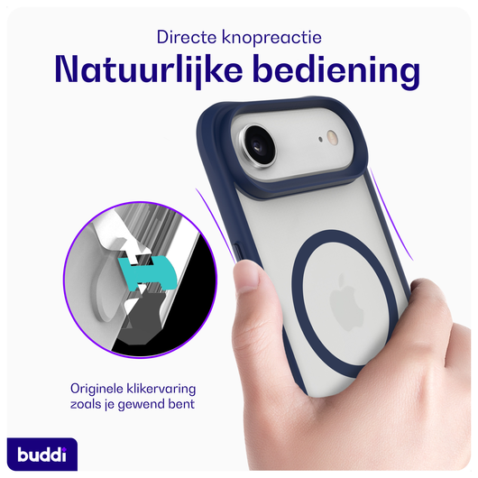 Buddi Hybrid Apple iPhone 17 Air Hoesje MagSafe Back Cover Matte Blauw afbeelding 5