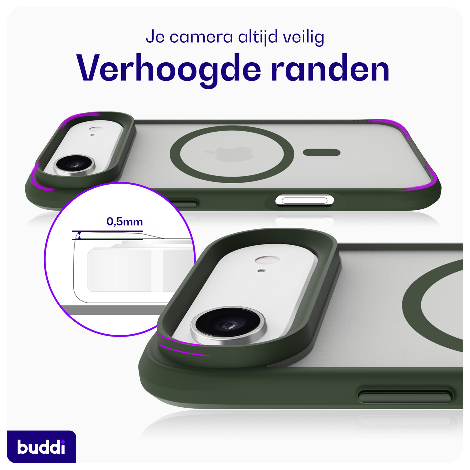 Buddi Hybrid Apple iPhone 17 Air Hoesje MagSafe Back Cover Matte Groen afbeelding 4