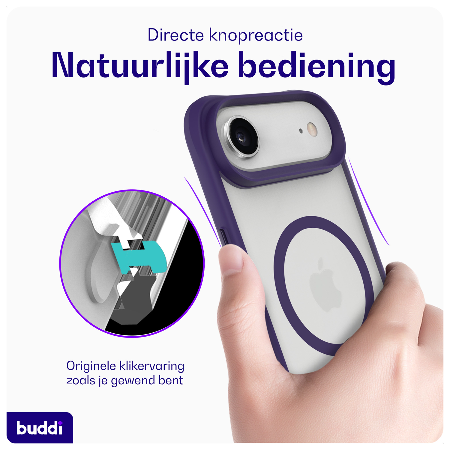 Buddi Hybrid Apple iPhone 17 Air Hoesje MagSafe Back Cover Matte Paars afbeelding 5