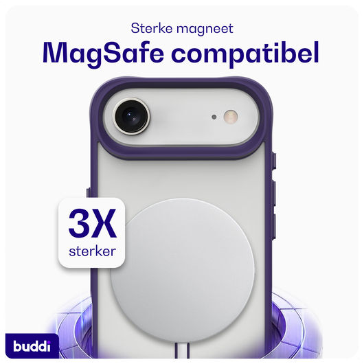 Buddi Hybrid Apple iPhone 17 Air Hoesje MagSafe Back Cover Matte Paars afbeelding 3