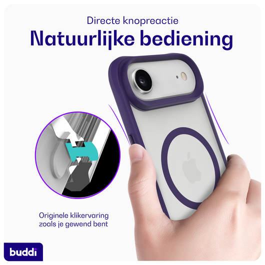 Buddi Hybrid Apple iPhone 17 Air Hoesje MagSafe Back Cover Matte Paars afbeelding 5