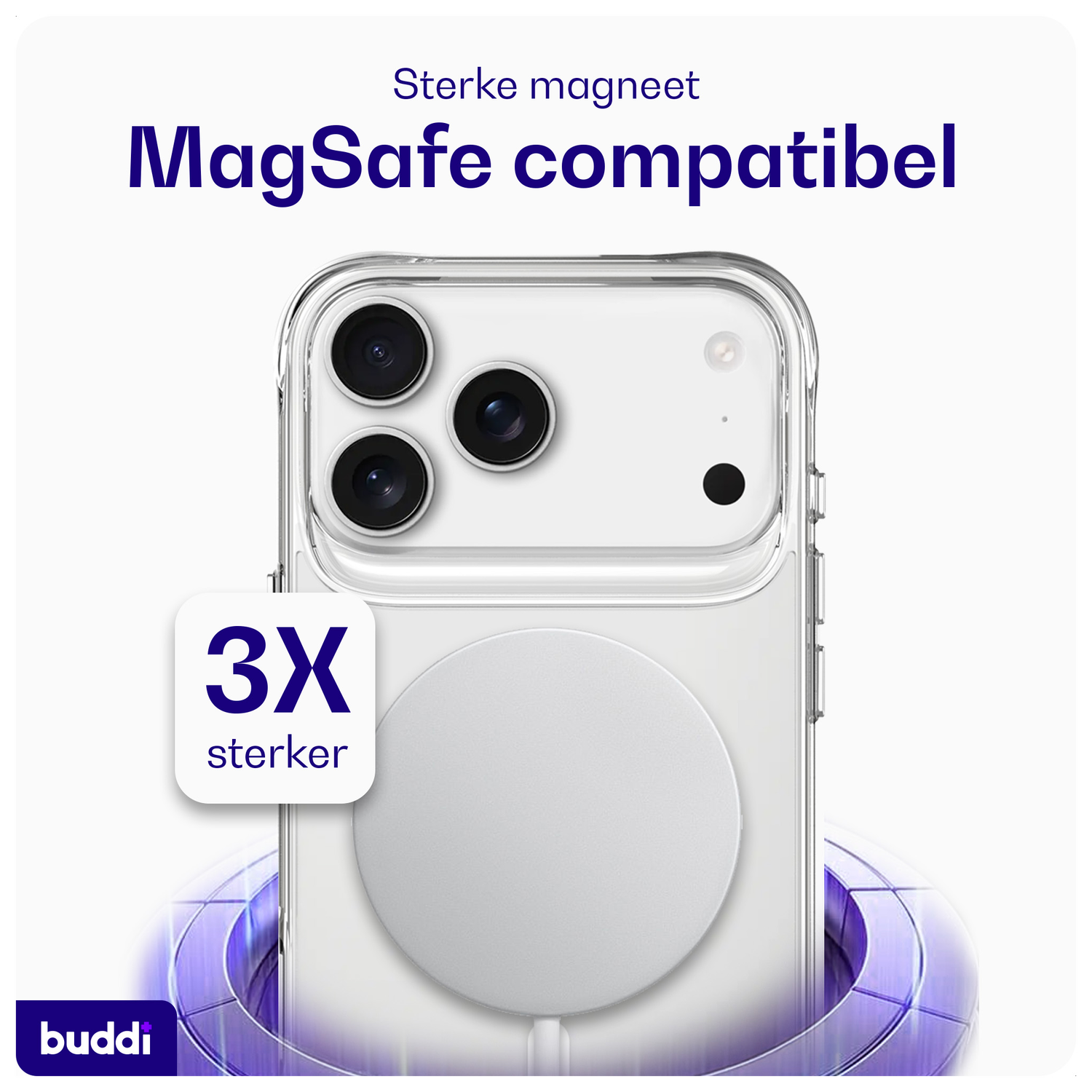 Buddi Core Apple iPhone 17 Pro Hoesje MagSafe Back Cover Matte Transparant afbeelding 3