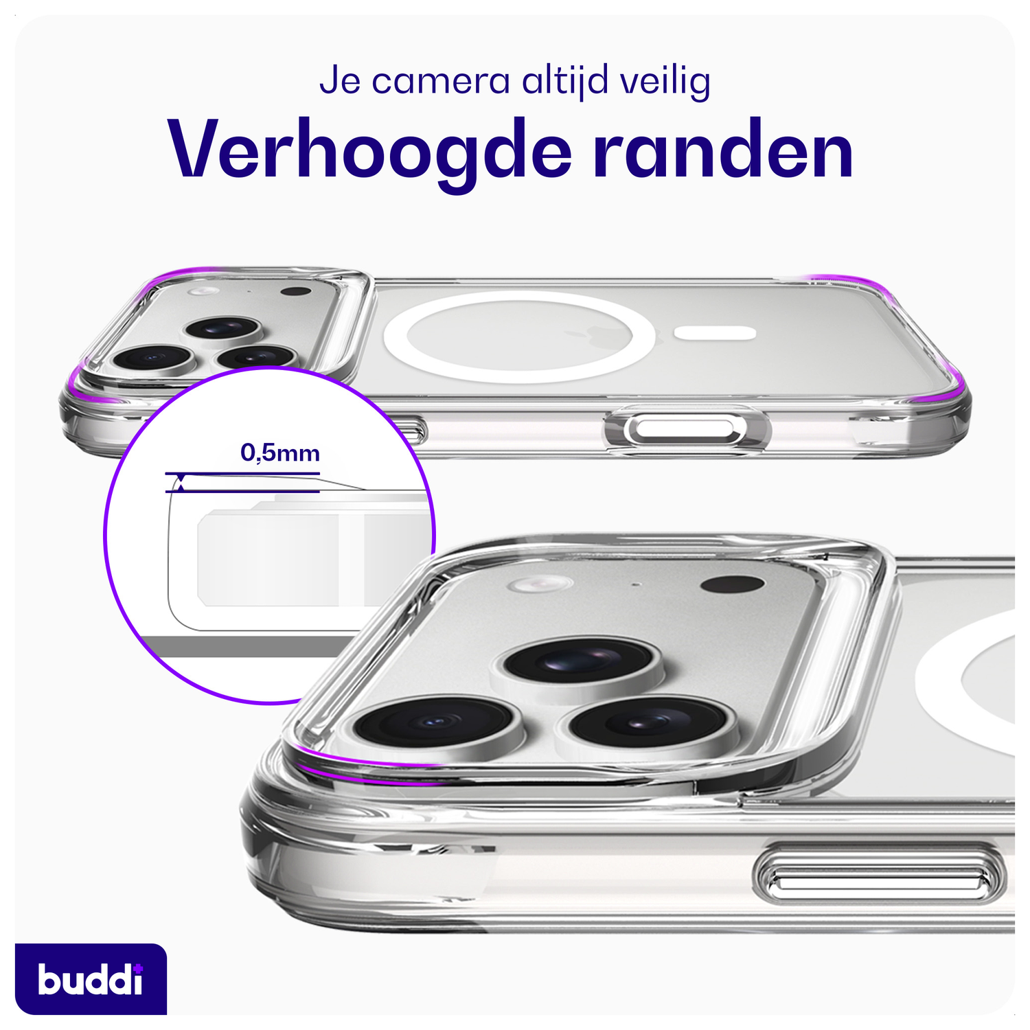 Buddi Core Apple iPhone 17 Pro Hoesje MagSafe Back Cover Matte Transparant afbeelding 4