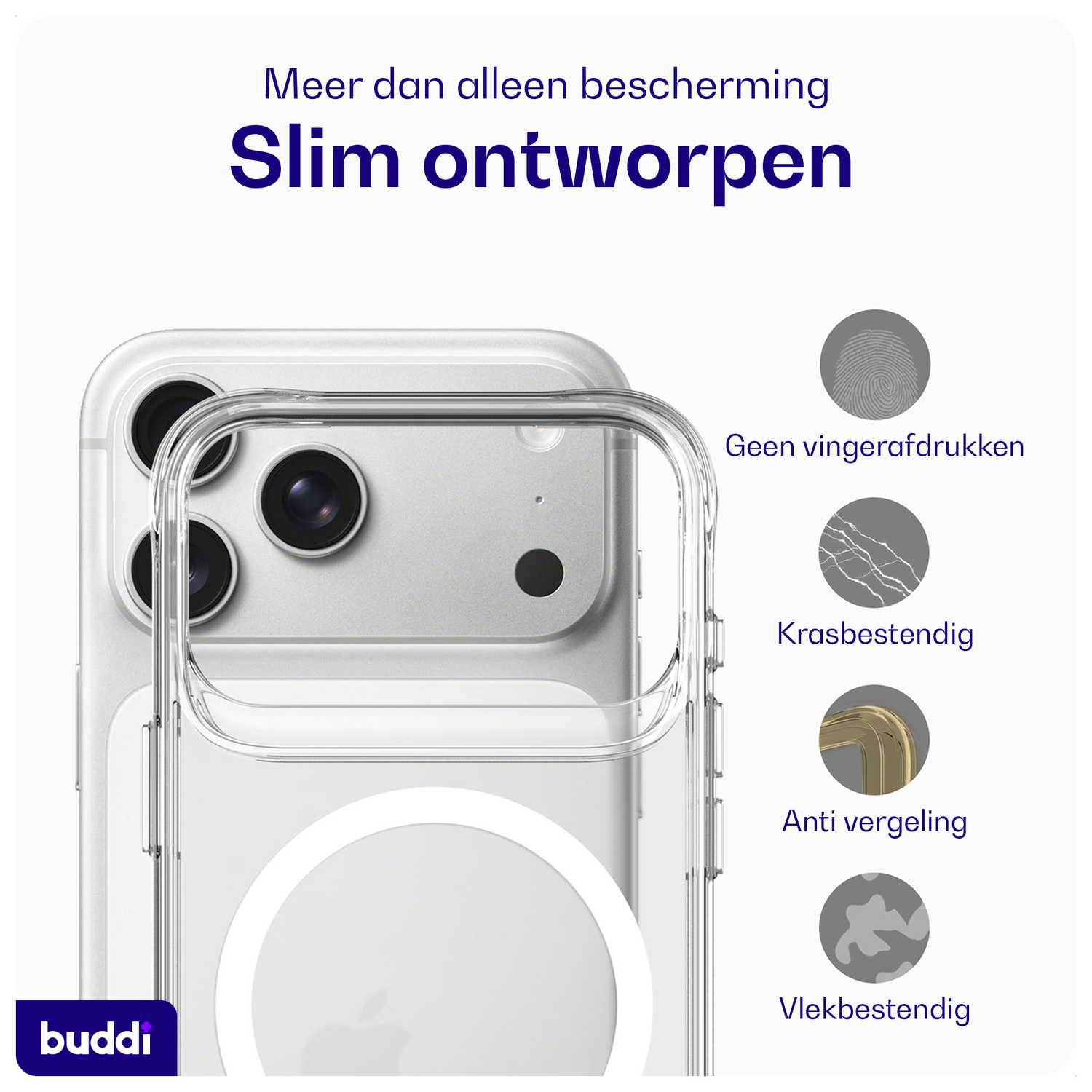 Buddi Core Apple iPhone 17 Pro Hoesje MagSafe Back Cover Matte Transparant afbeelding 6