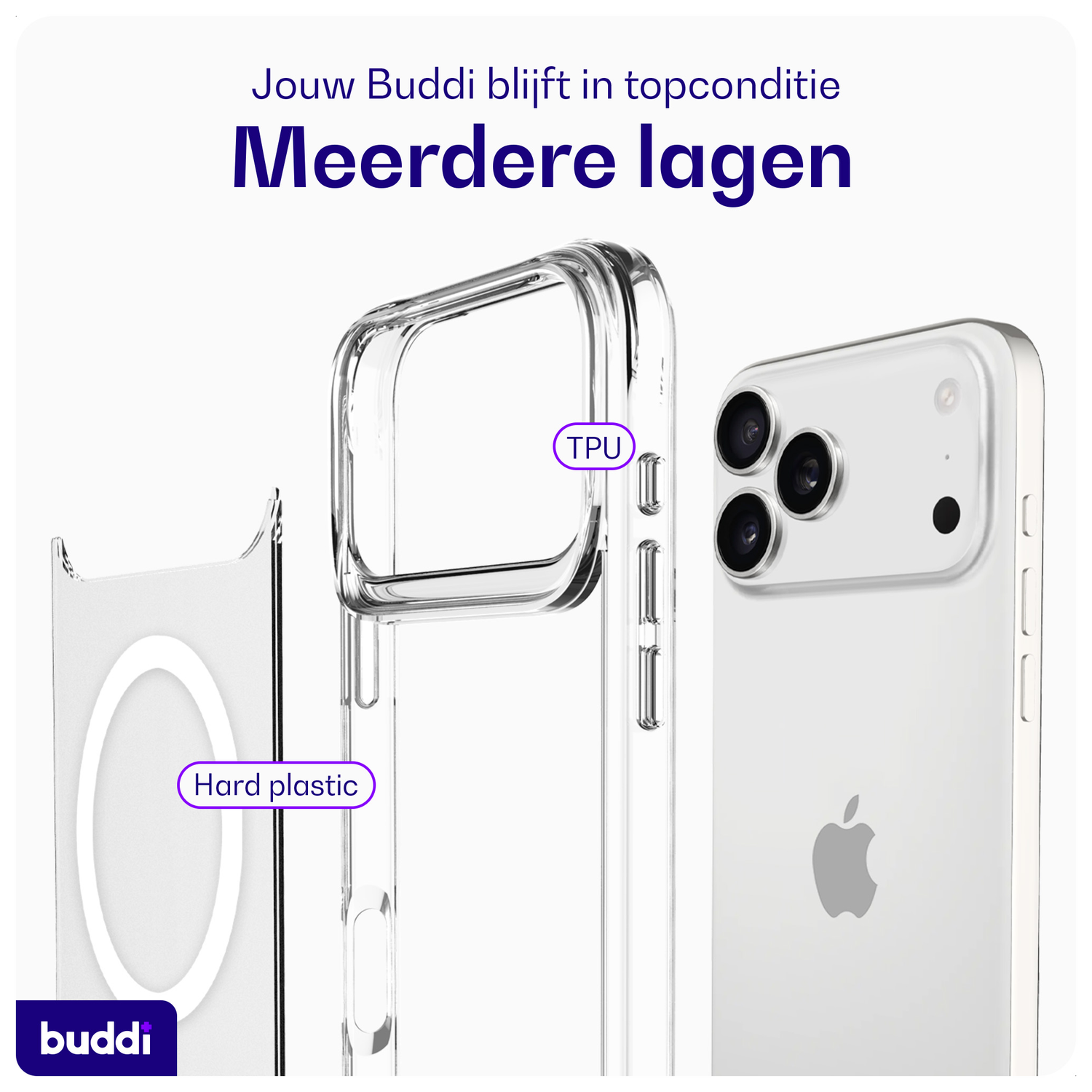 Buddi Core Apple iPhone 17 Pro Hoesje MagSafe Back Cover Matte Transparant afbeelding 7