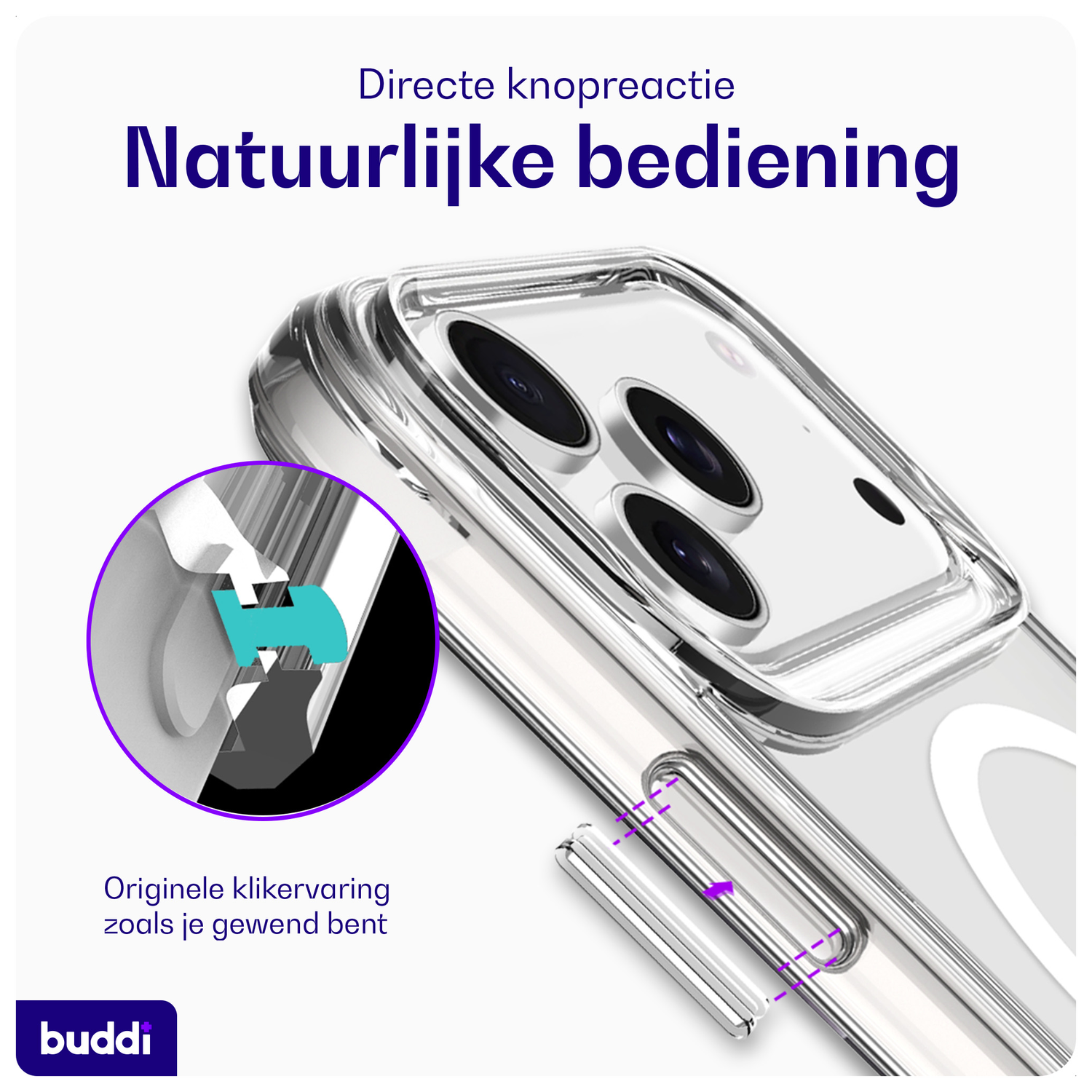 Buddi Core Apple iPhone 17 Pro Hoesje MagSafe Back Cover Matte Transparant afbeelding 5