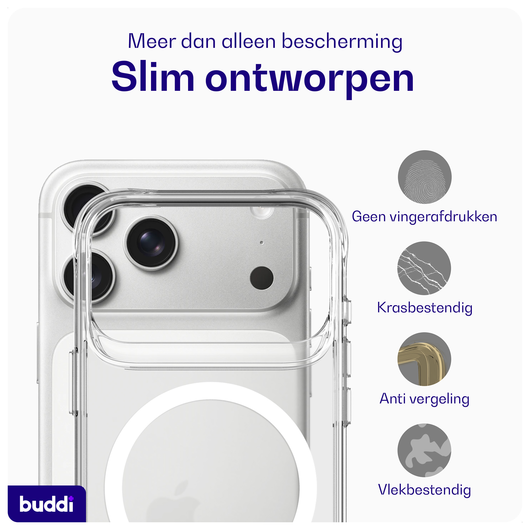 Buddi Core Apple iPhone 17 Pro Hoesje MagSafe Back Cover Matte Transparant afbeelding 6