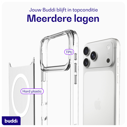 Buddi Core Apple iPhone 17 Pro Hoesje MagSafe Back Cover Matte Transparant afbeelding 7