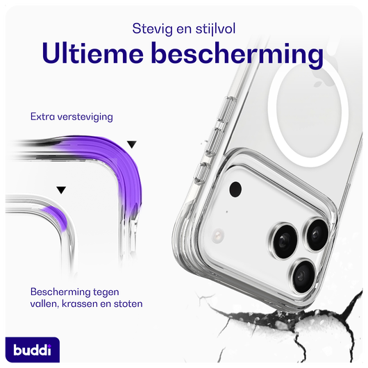 Buddi Core Apple iPhone 17 Pro Hoesje MagSafe Back Cover Matte Transparant afbeelding 2