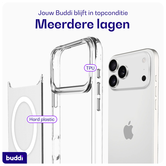 Buddi Core Apple iPhone 17 Pro Hoesje MagSafe Back Cover Matte Transparant afbeelding 7
